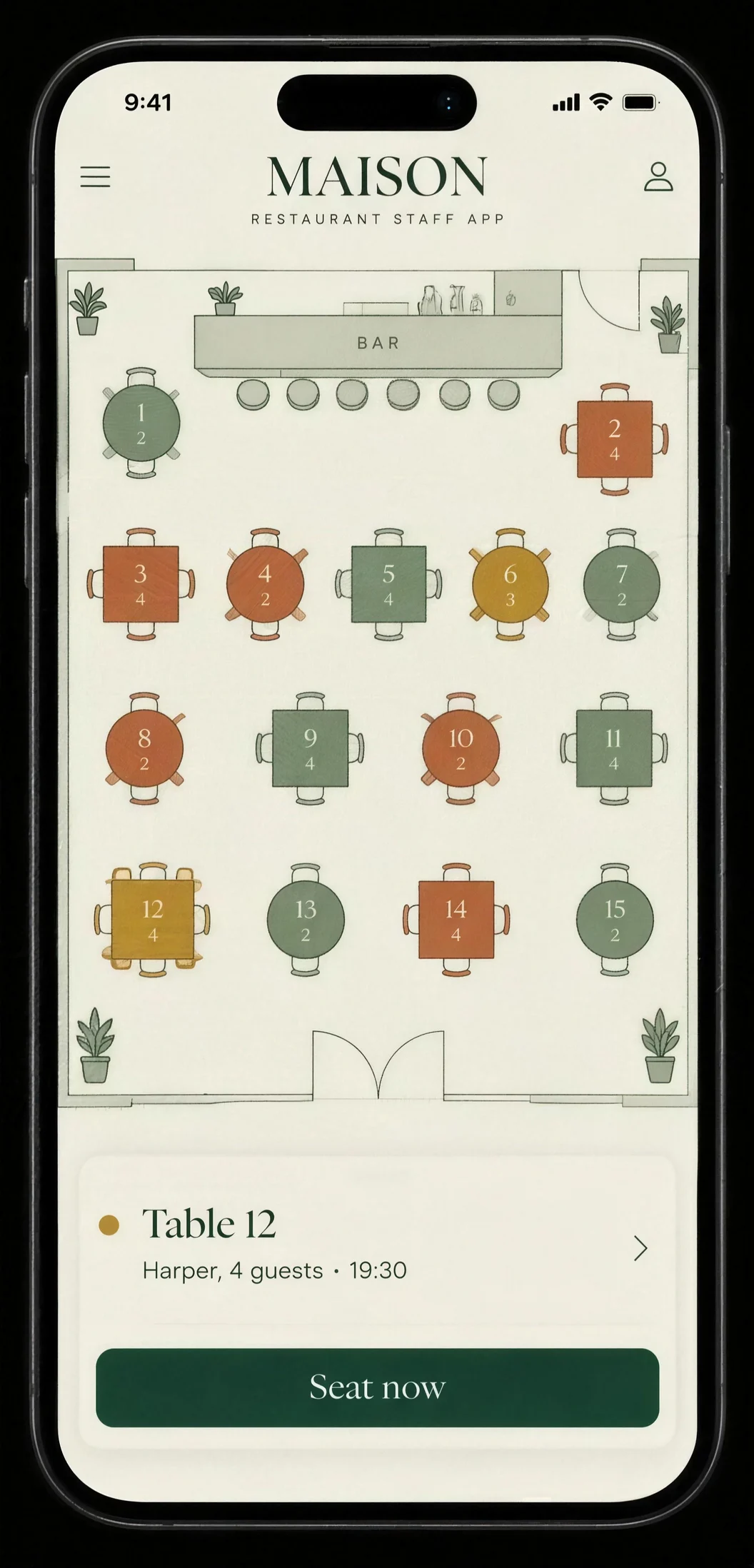 Maison, Restaurant floor plan