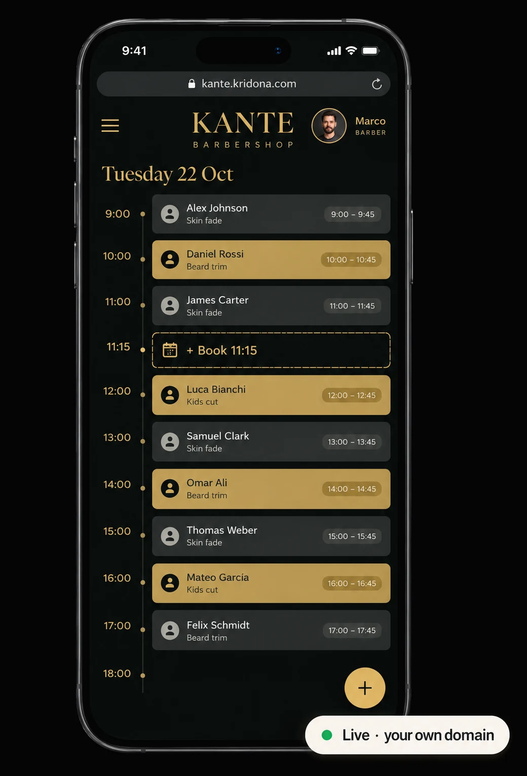 The finished app live on its own address