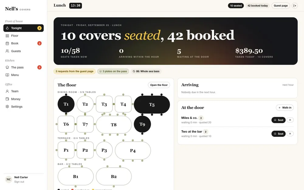 COVERS, Restaurant