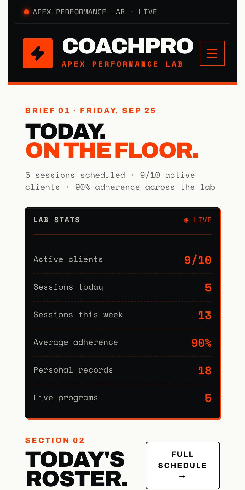 CoachPro — fitness coaching, built with Kridona