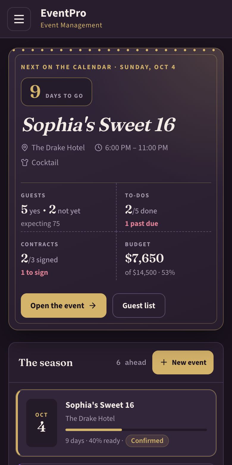 EventPro — events, built with Kridona