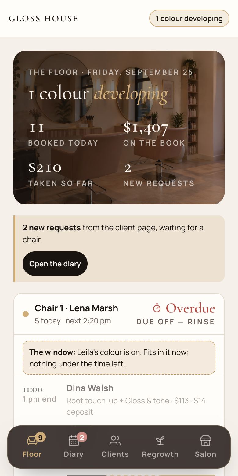GLOSS — hair-colour salon, built with Kridona