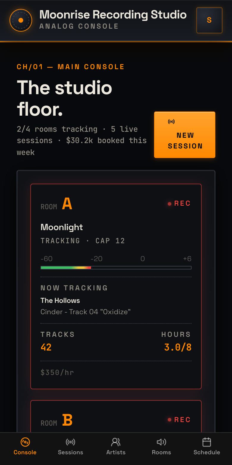 Moonrise — recording studio, built with Kridona