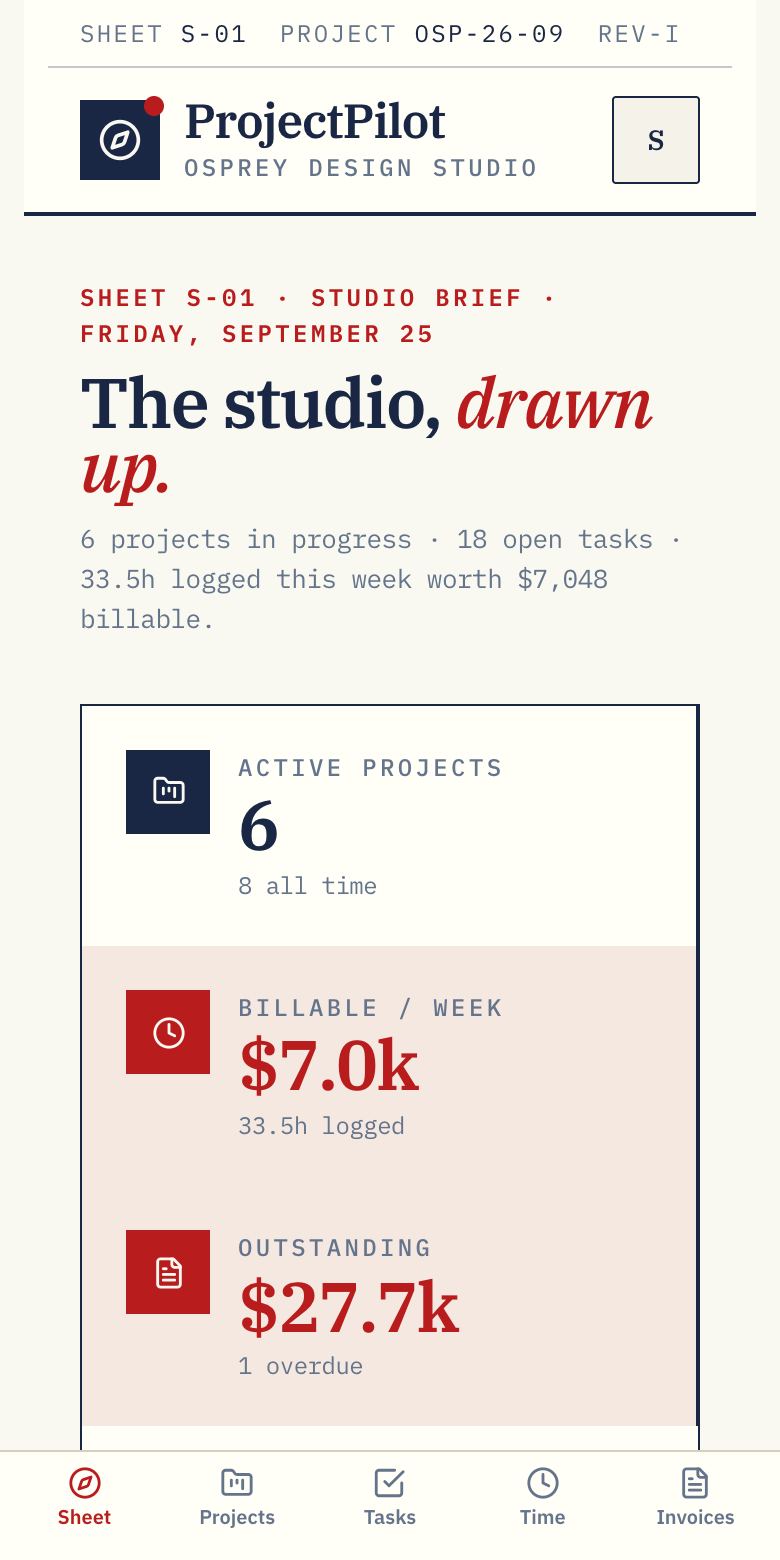 ProjectPilot — freelance studio, built with Kridona