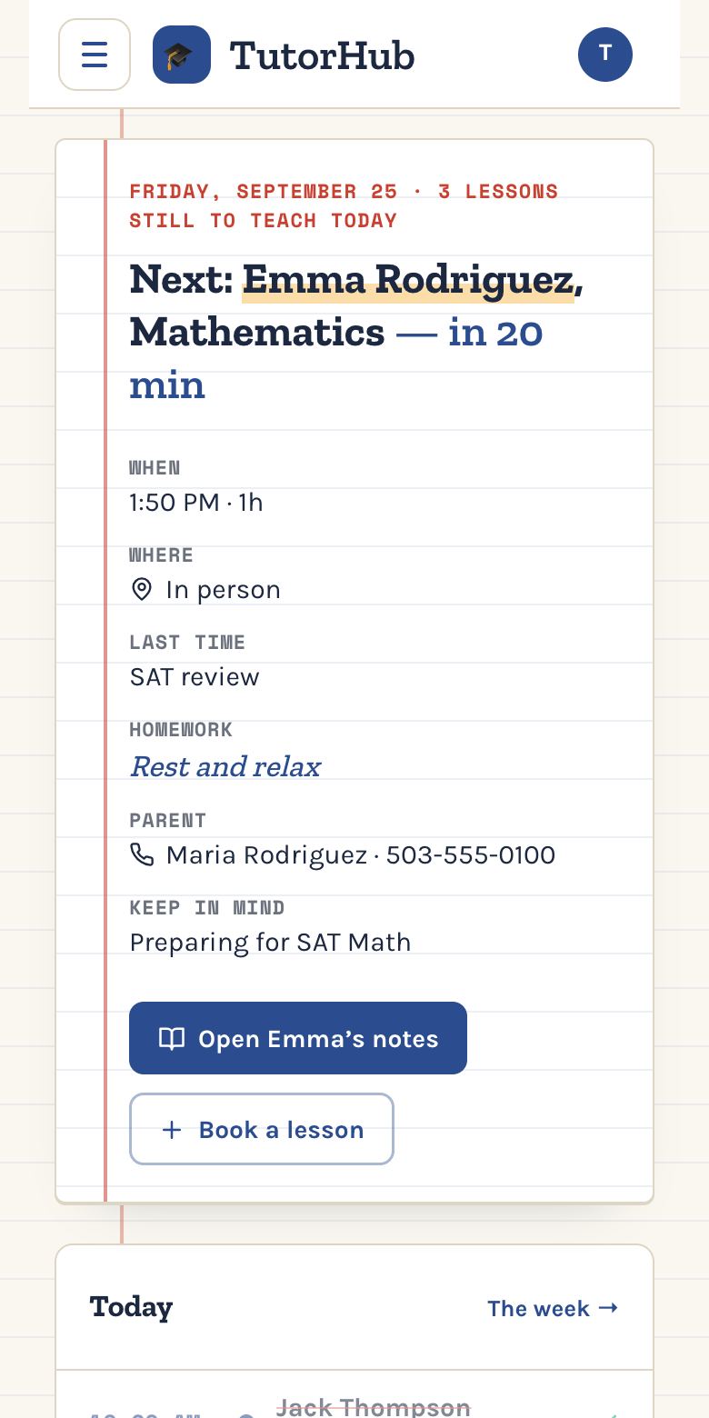 TutorHub — tutoring, built with Kridona